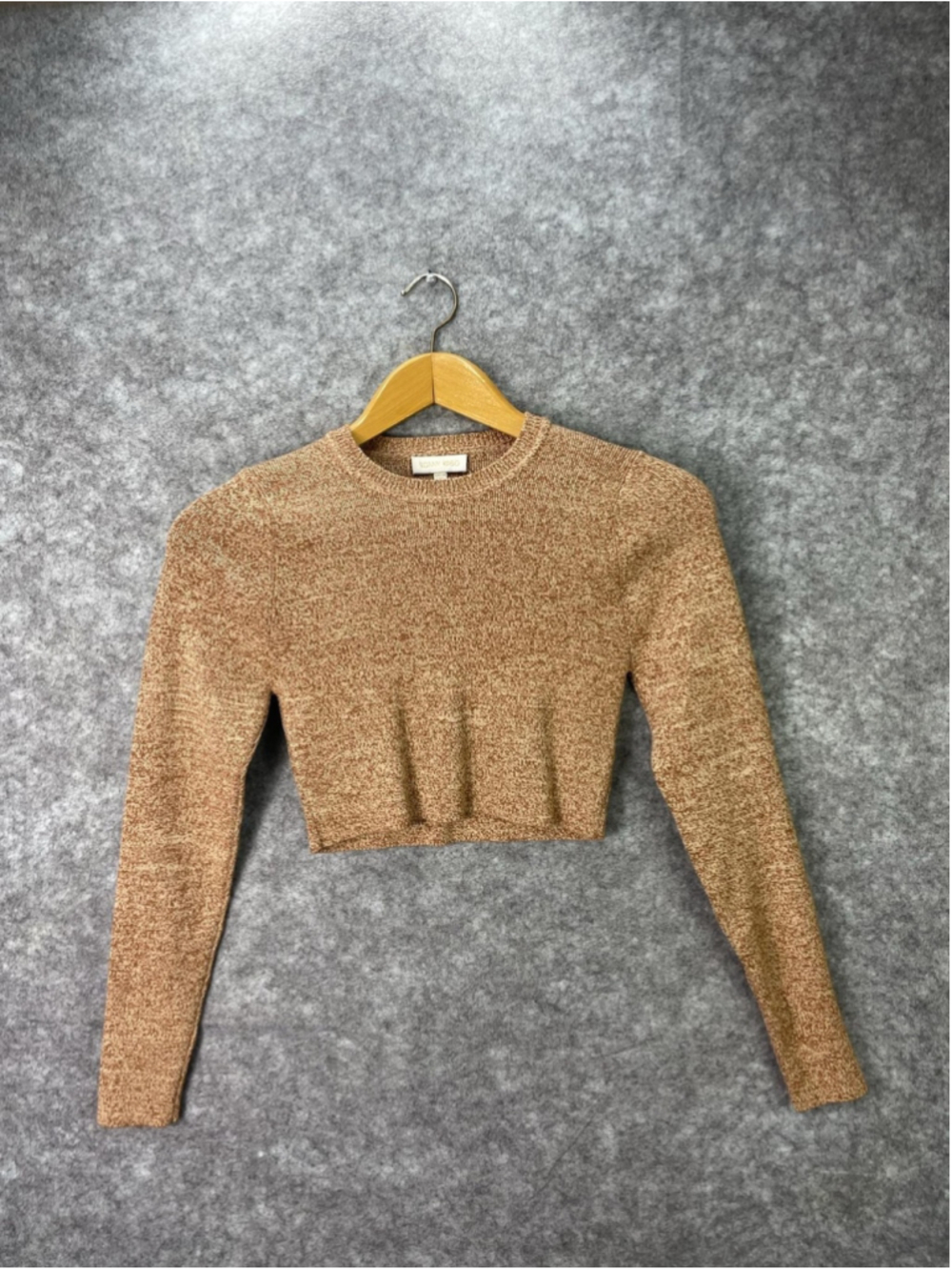 Ronny Kobo Sweater Womens Small Brown Cropped Knit Long Sleeve Pullover Top